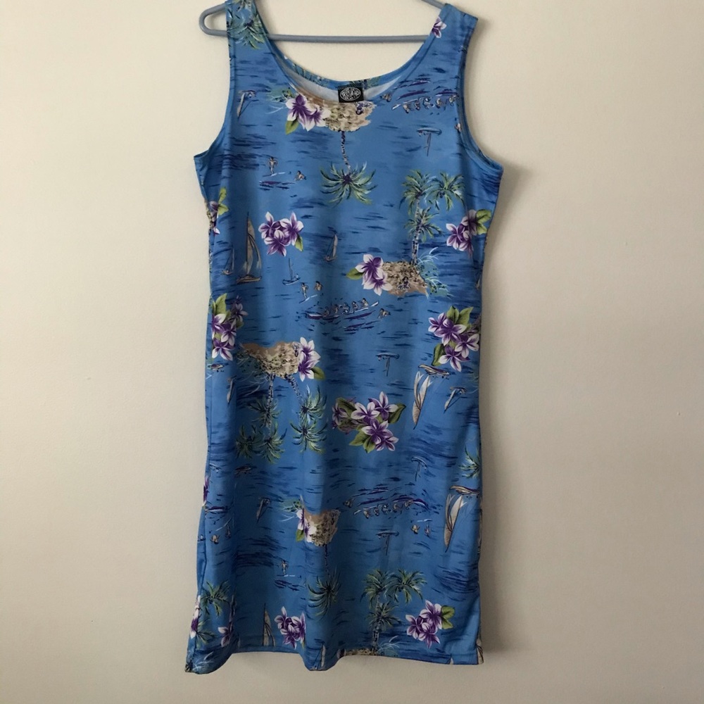 KOAH Blue Tropical 🏝🌴Print dress👚